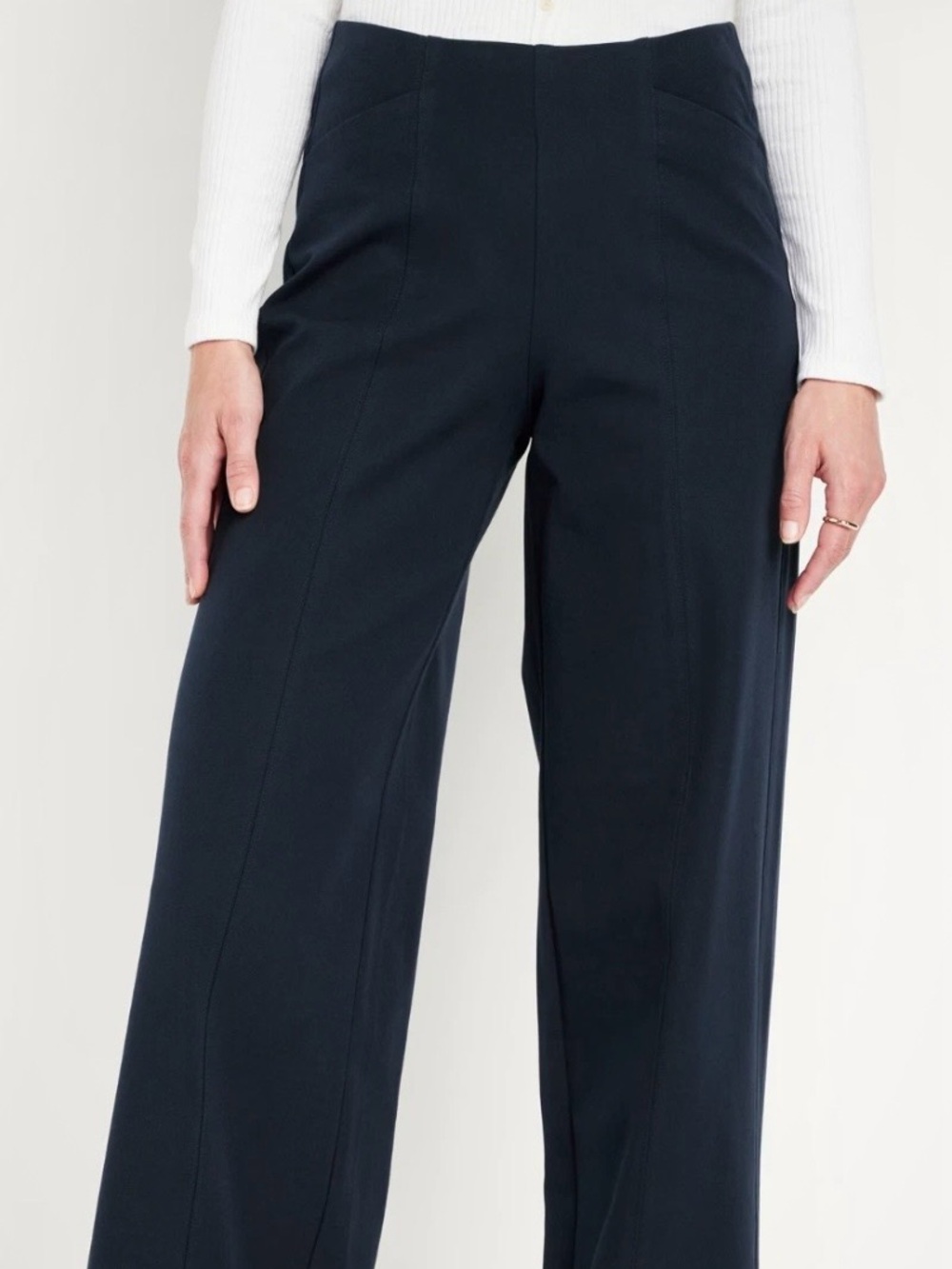 Woman’s Old Navy Wide Leg Pixie Hi Rise Blue Pants Elastic Waist SZ M